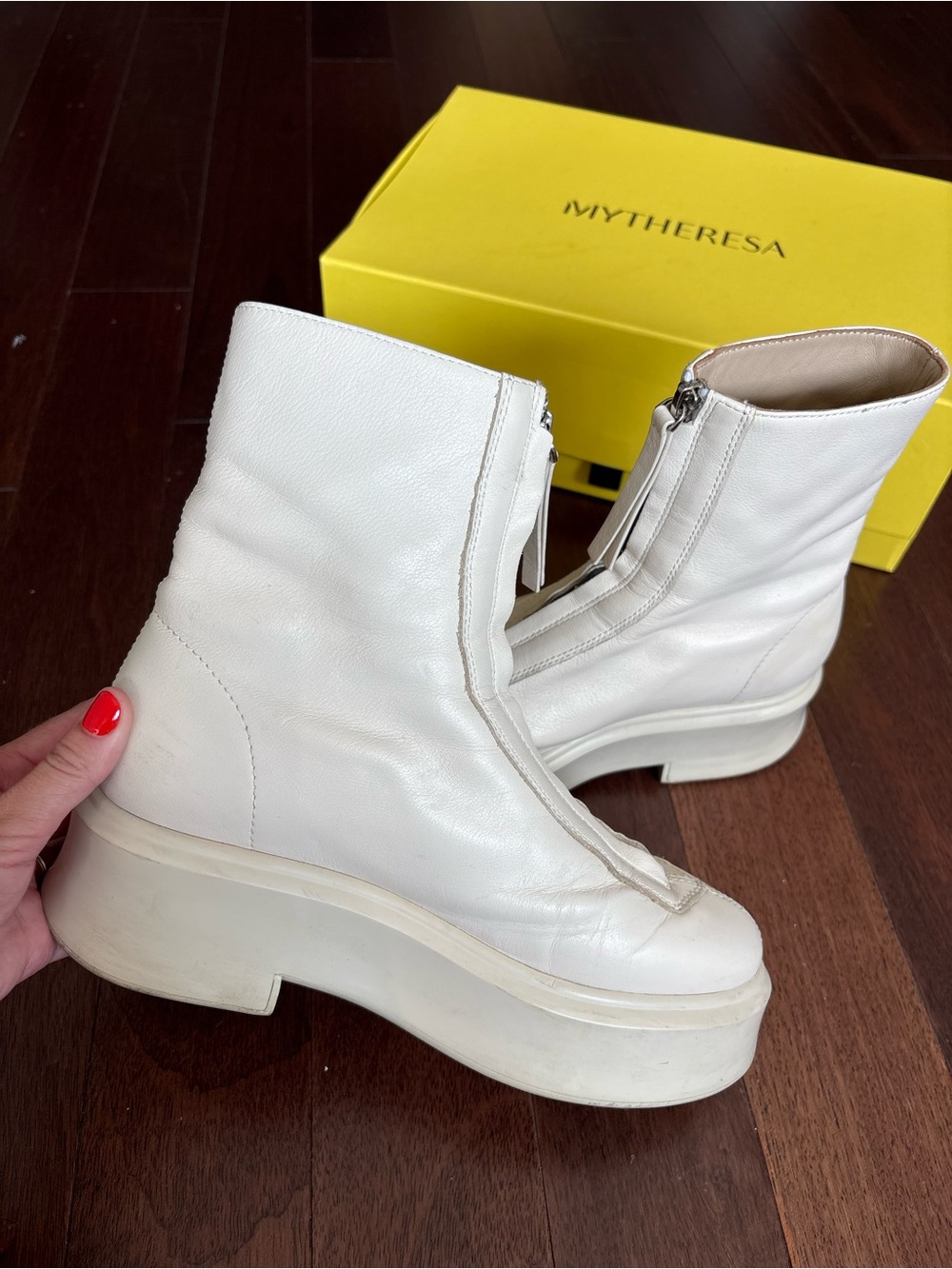 The Row Combat Zipped Boots Beige Natural Color US 8.5 Mid-Calf Boots Pre-Owned - Picture 13 of 16
